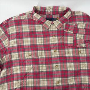 Polo Ralph Lauren Button Down Mens 4XB Red Plaid 2 pocket loop collar work Shirt